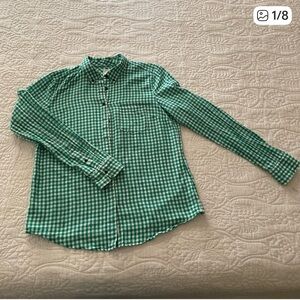 Green Gingham Button-Up Shirt
